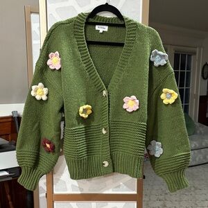 ADORA Olive Floral Cardigan